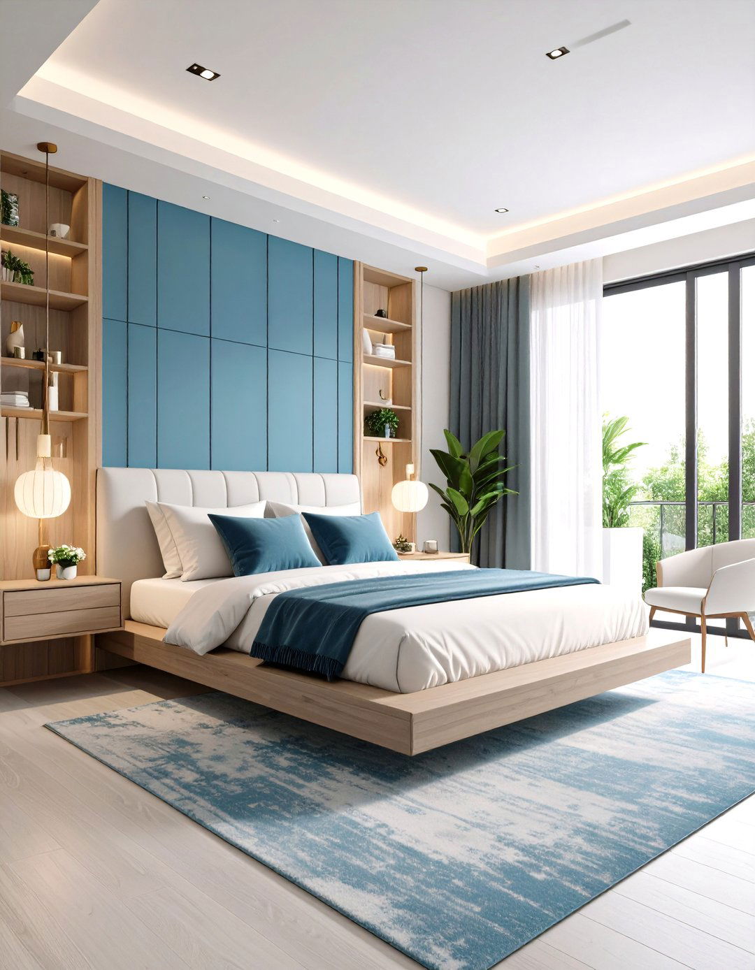 Contemporary Blue and White Bedroom Simplicity - 20 Blue and White Bedroom Ideas