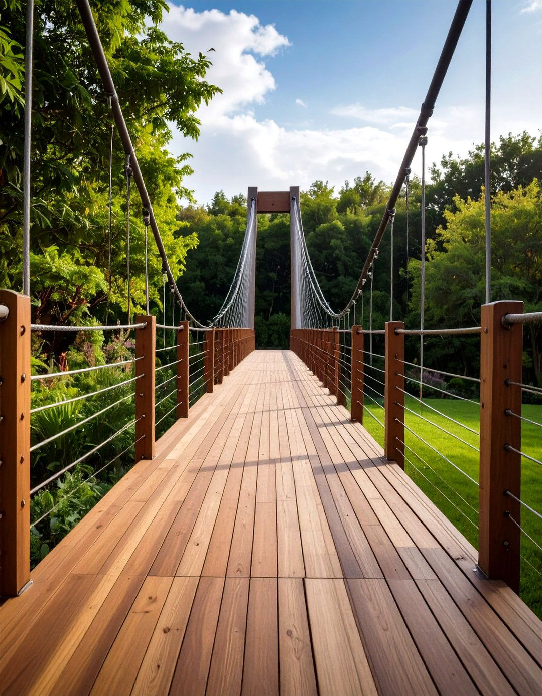 Contemporary Cable Stayed Garden Bridge - 20 Garden Bridge Ideas
