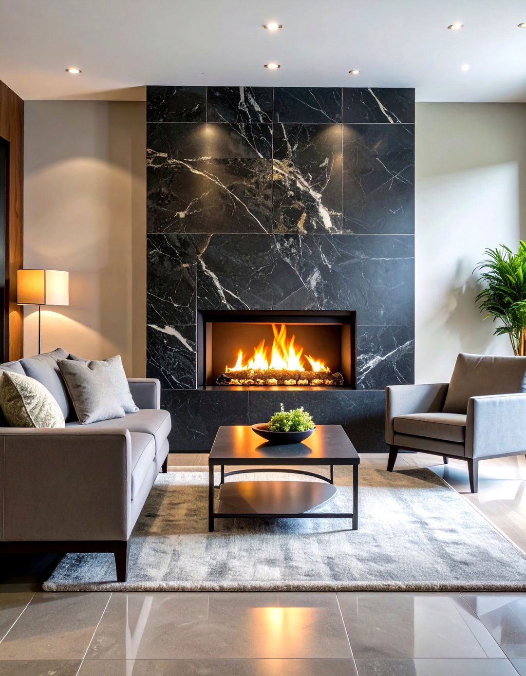 Contemporary Charcoal Quartz Fireplace Surround - 20 Quartz Fireplace Surround Ideas