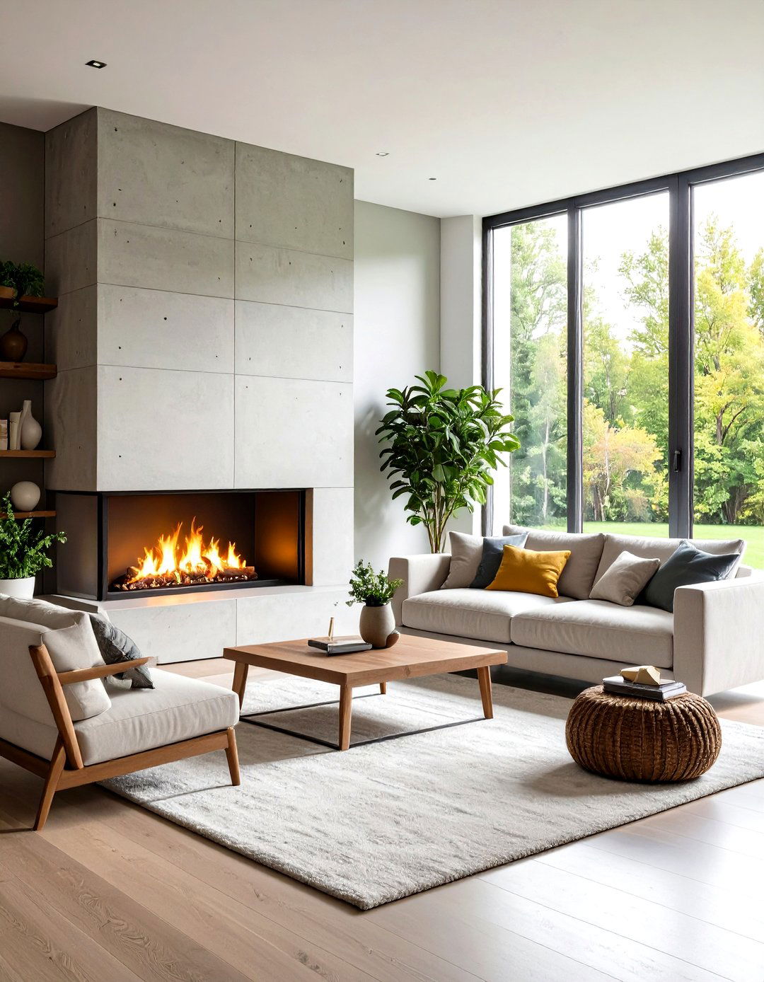 Contemporary Concrete Corner Gas Fireplace with Modern Appeal - 20 Corner Gas Fireplace Ideas