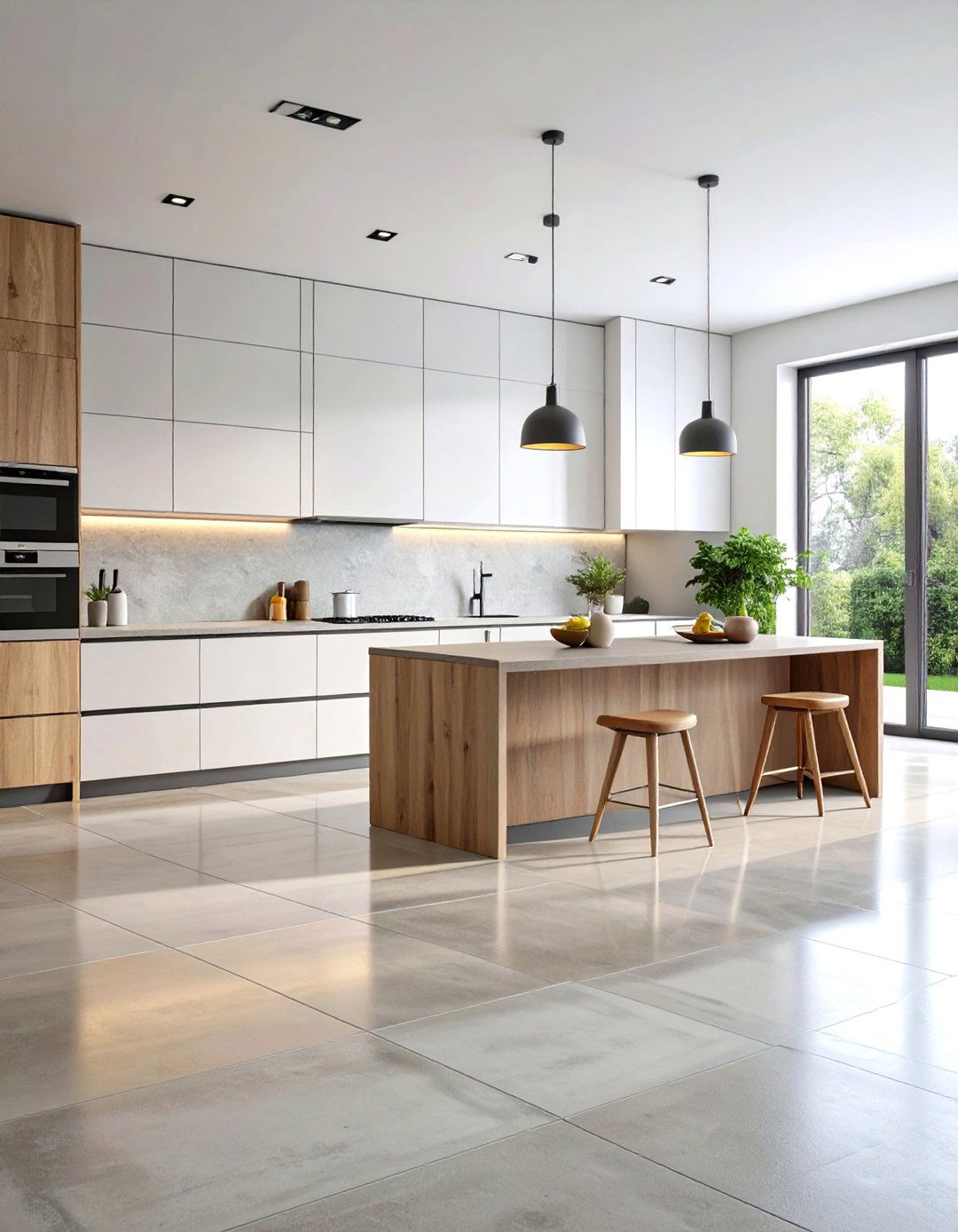 Contemporary Concrete Look Kitchen Floor Tile Design - 20 Kitchen Floor Tile Ideas
