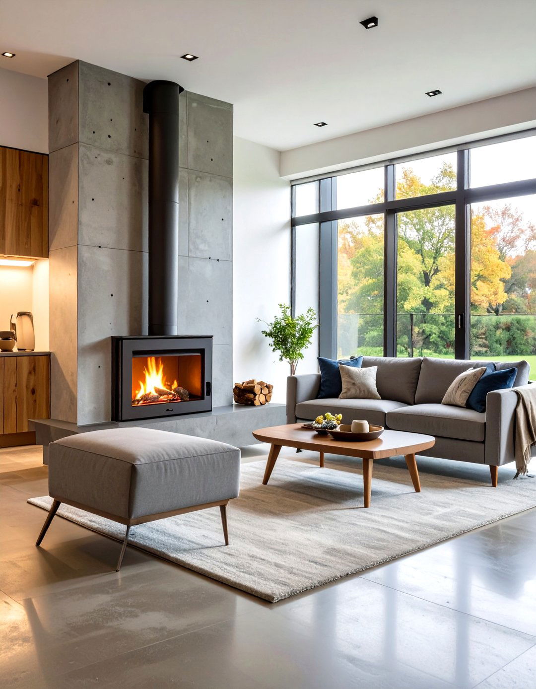 Contemporary Concrete Wood Stove Surround - 20 Wood Stove Surround Ideas