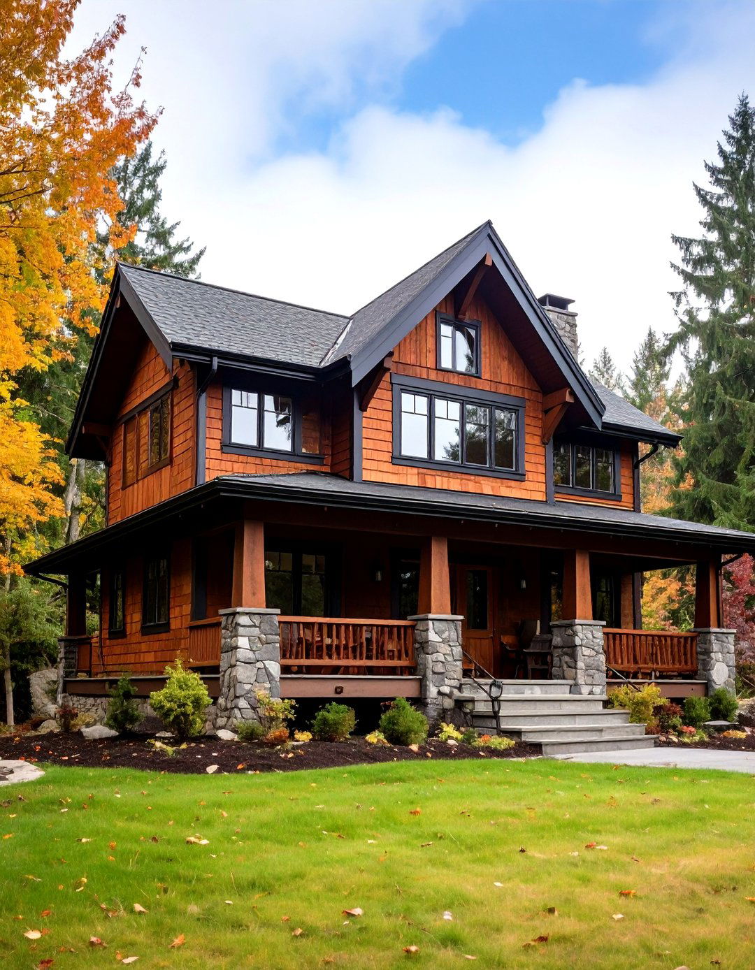 Contemporary Cube in Chocolate and Charcoal - 20 Dark Brown House With Black Trim