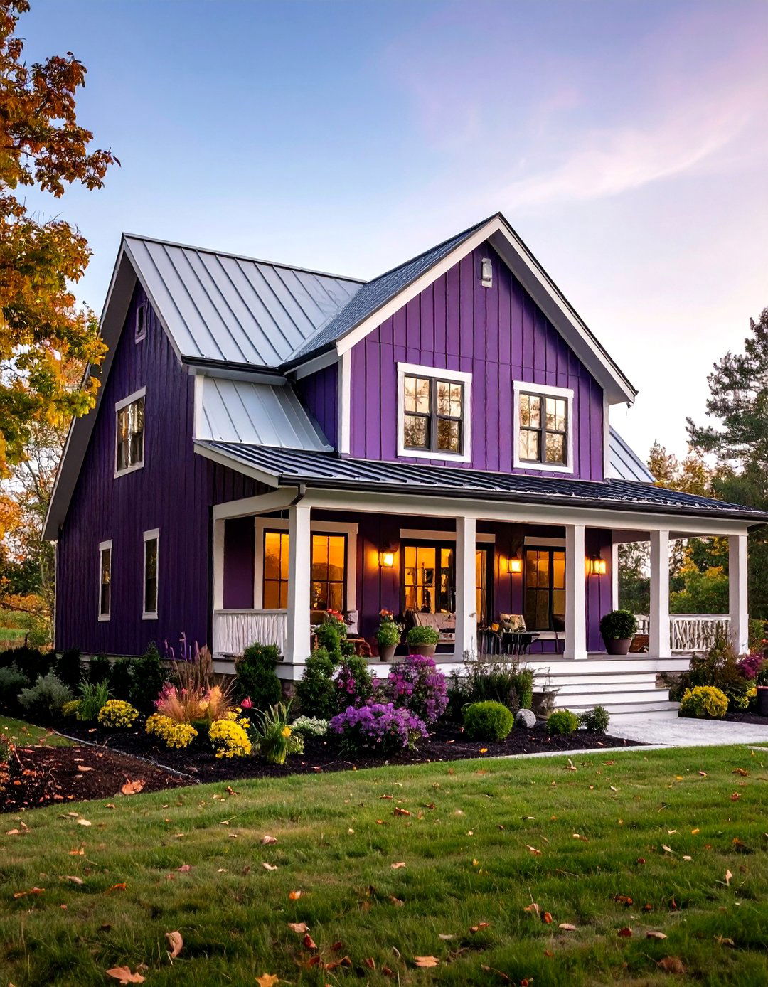 Contemporary Farmhouse Plum Purple House Exterior - 20 Purple House Exterior Ideas