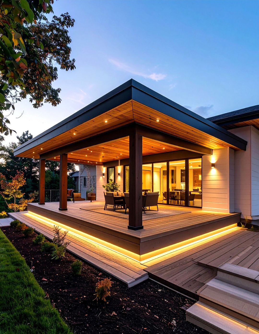Contemporary Flat Overhang Porch Roof - 20 Front Porch Roof Ideas