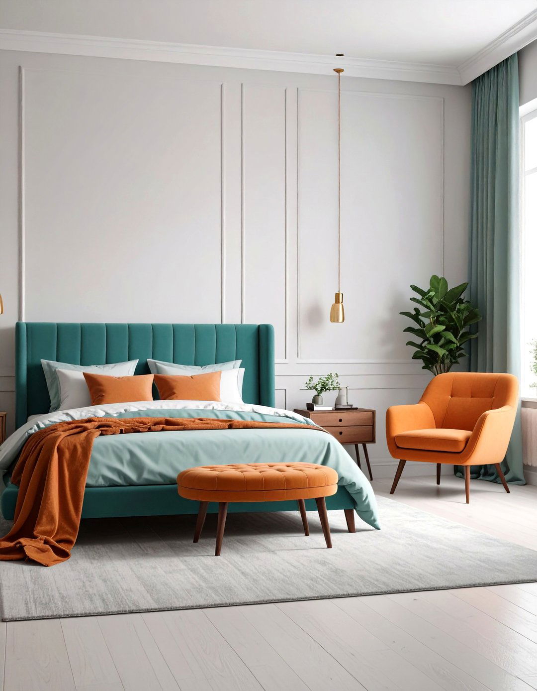 Contemporary Furniture and Artful Decor - 20 Teal and Orange Bedroom Ideas
