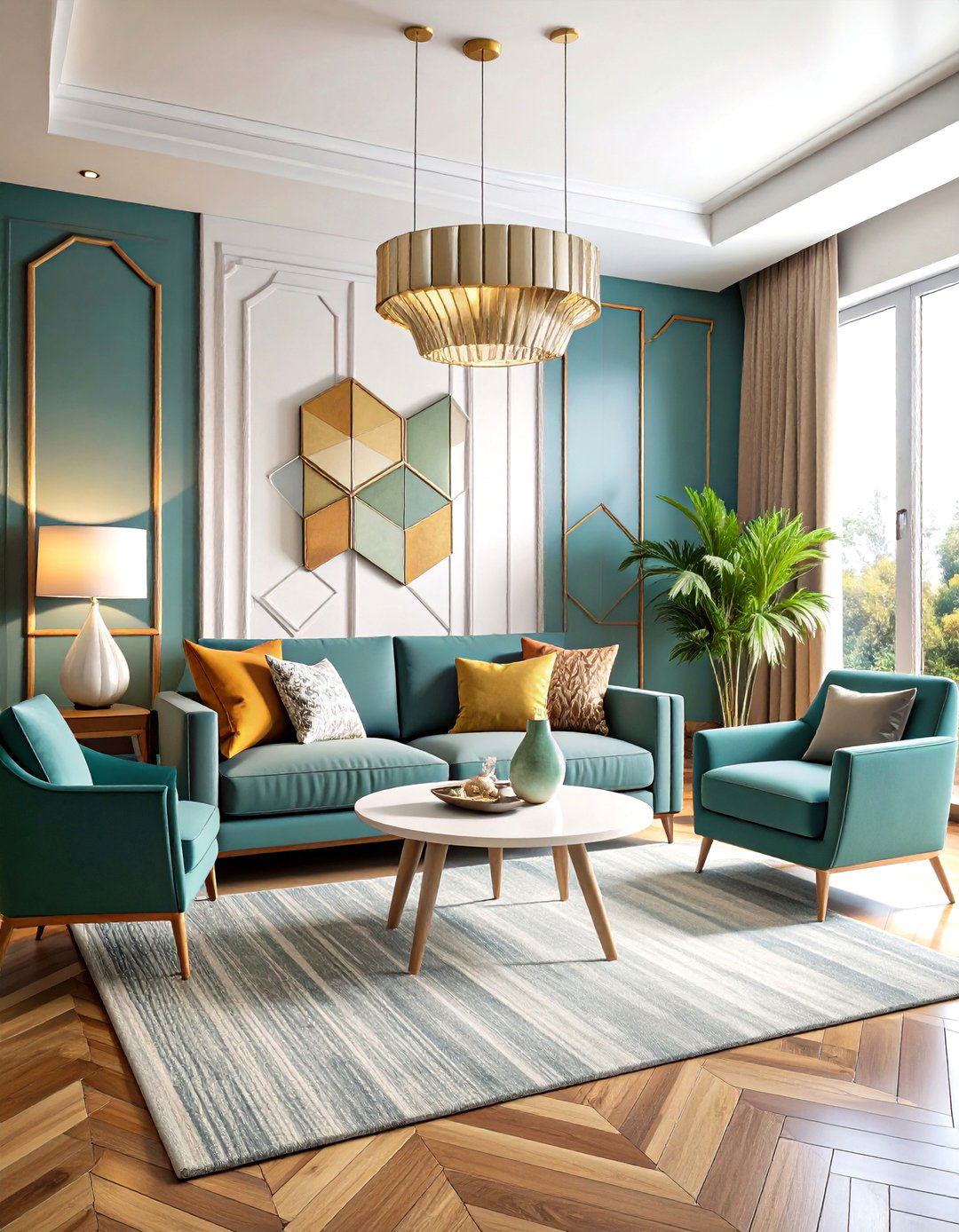 Contemporary Geometric Living Room Wainscoting Patterns - 20 Living Room Wainscoting Ideas