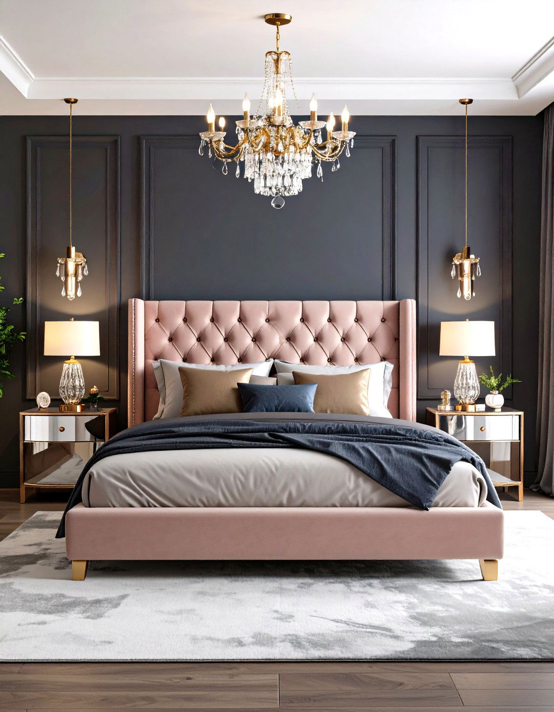 Contemporary Glam Pink and Grey Bedroom - 20 Pink and Grey Bedroom Ideas