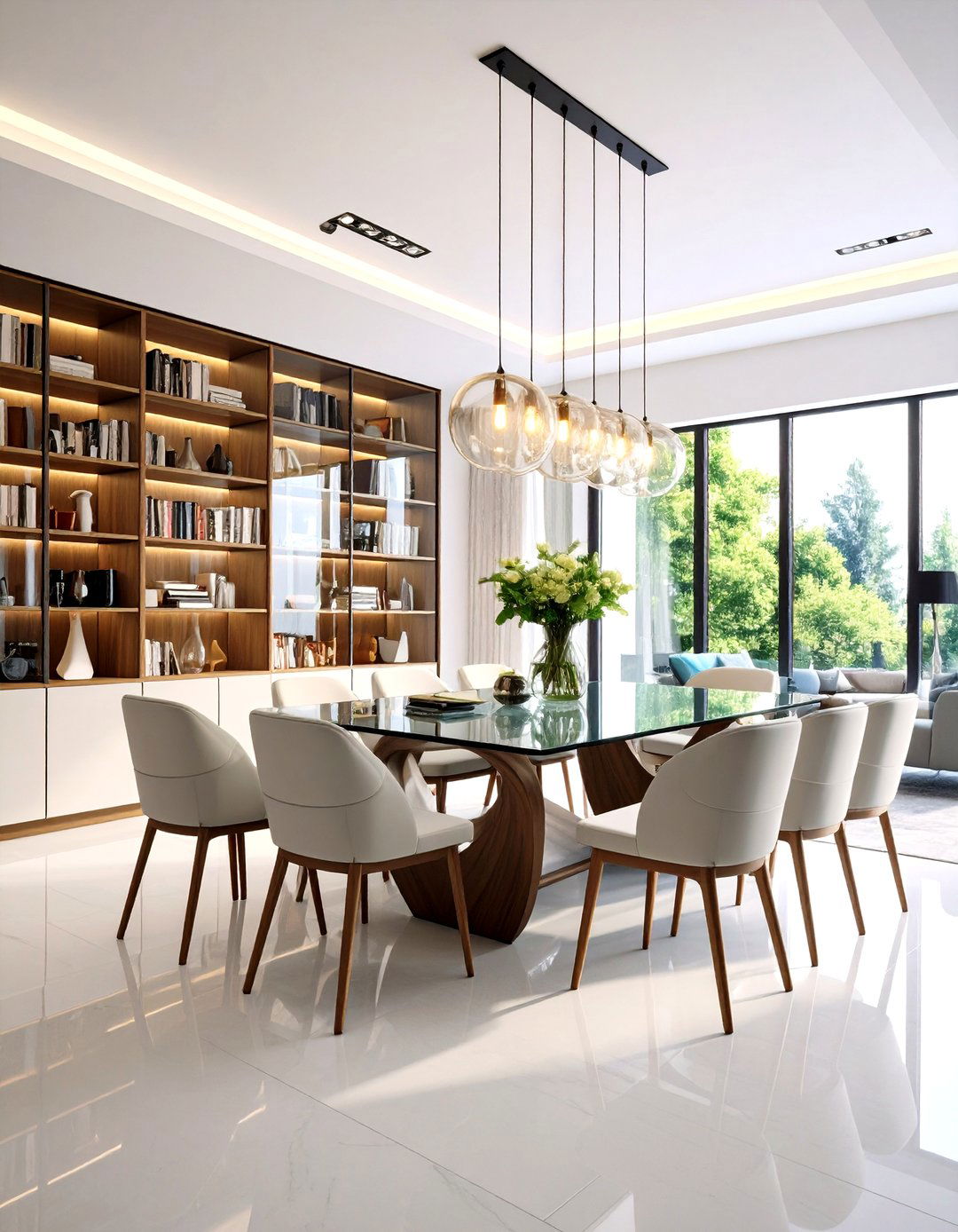Contemporary Glass Library Dining Room Combo - 20 Library Dining Room Combo Ideas