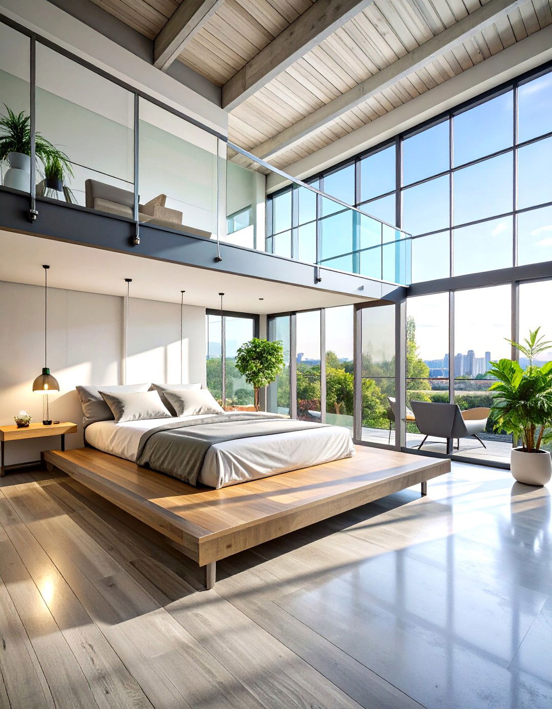 Contemporary Glass Loft Bedroom - 20 Loft Bedroom Ideas