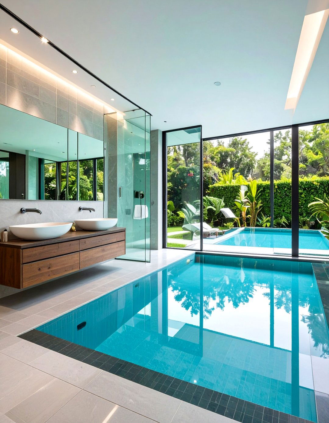 Contemporary Glass Pool Bathroom - 20 Pool Bathroom Ideas