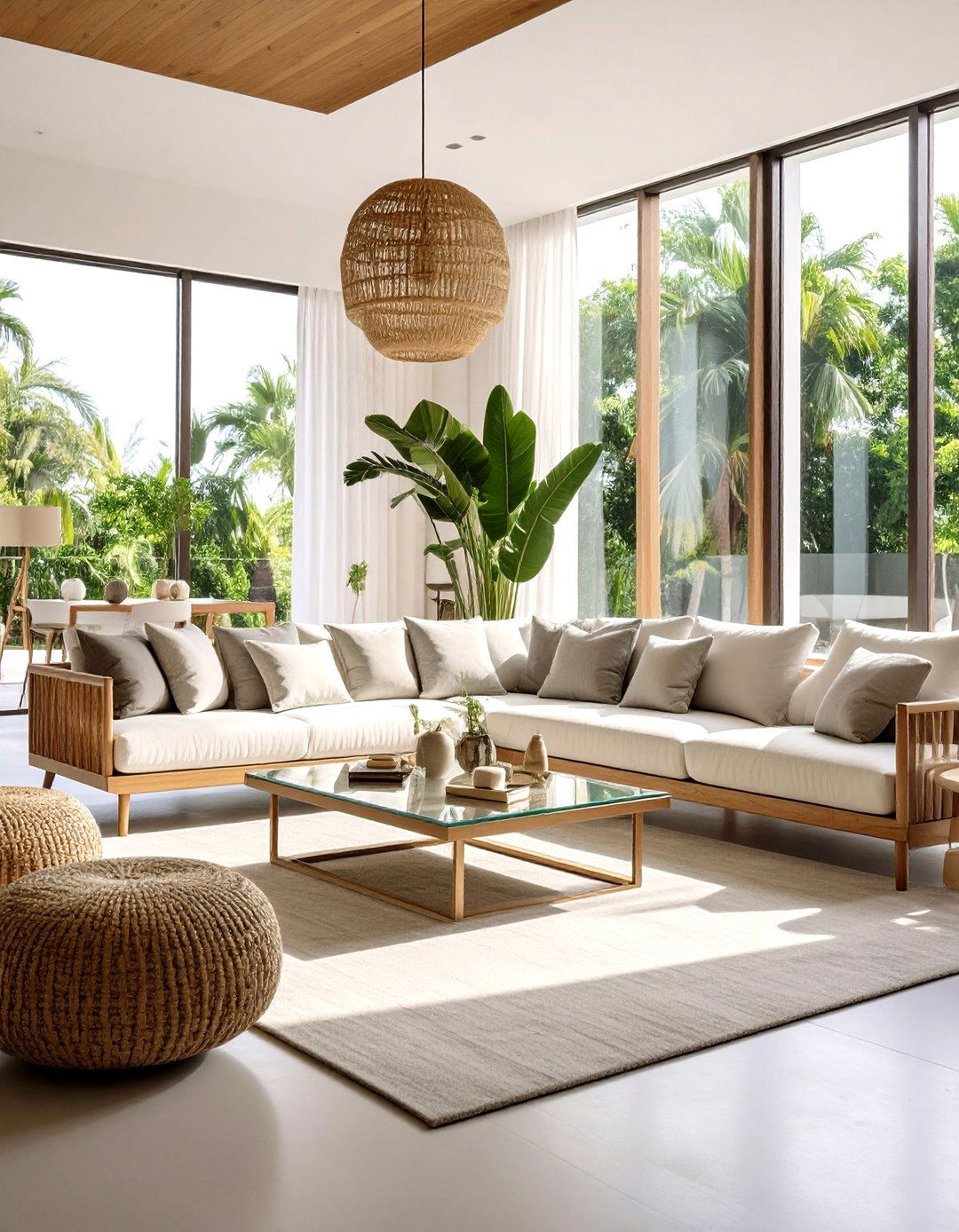Contemporary Glass Tropical Living Room - 20 Tropical Living Room Ideas
