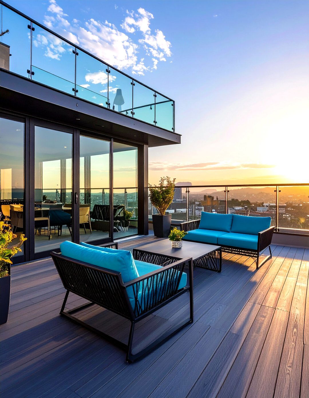 Contemporary Glass and Steel Rooftop Deck - 20 Rooftop Deck Ideas