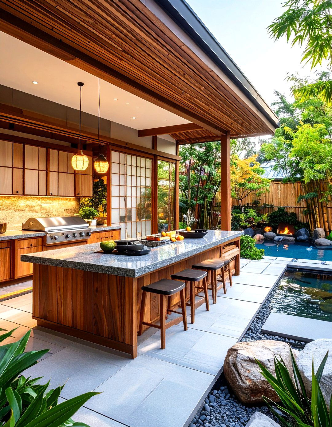 Contemporary Japanese Luxury Outdoor Kitchen Pavilion - 20 Luxury Outdoor Kitchen Ideas
