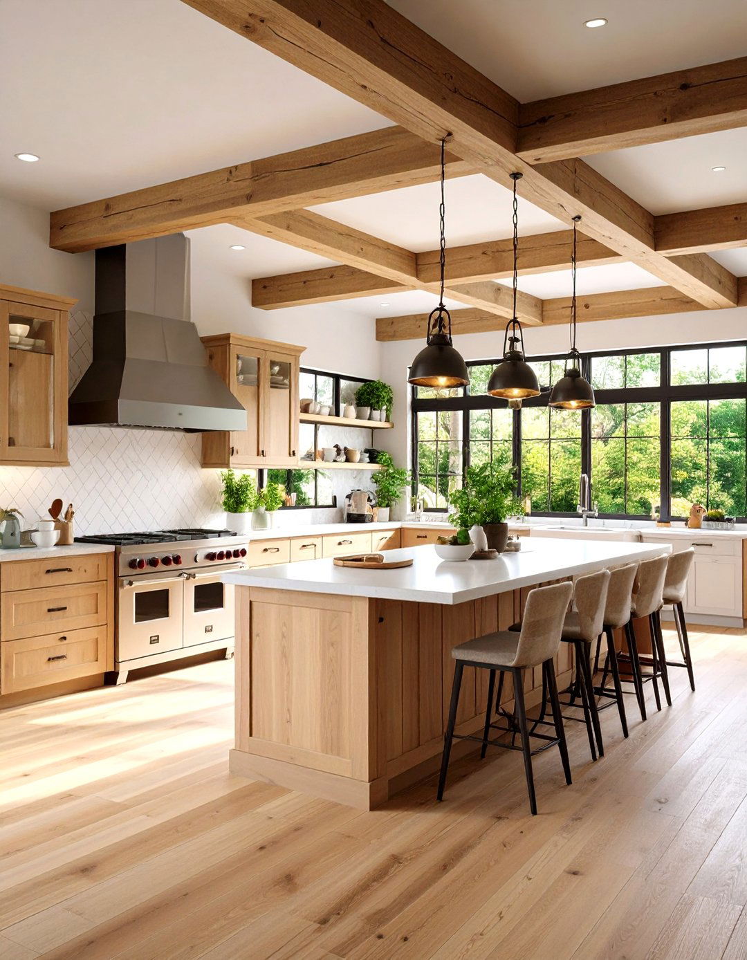Contemporary Kitchen Ceiling Mixed Materials - 20 Kitchen Ceiling Ideas