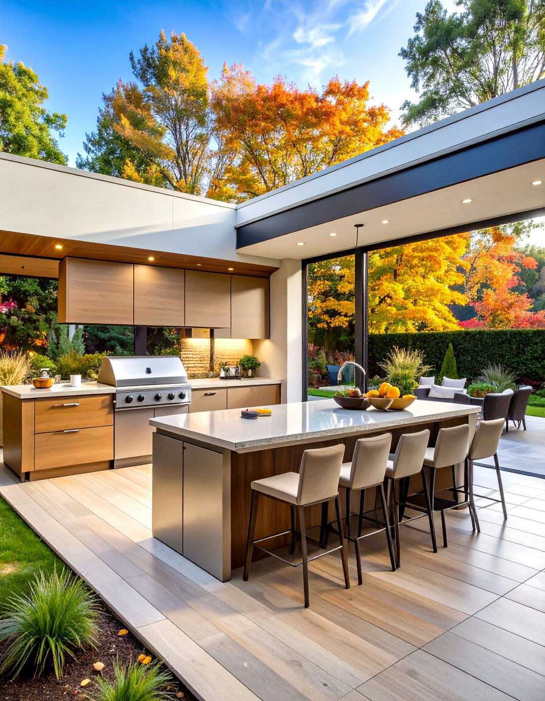 Contemporary L Shaped Outdoor Kitchen Designs - 20 Outdoor Kitchen Designs