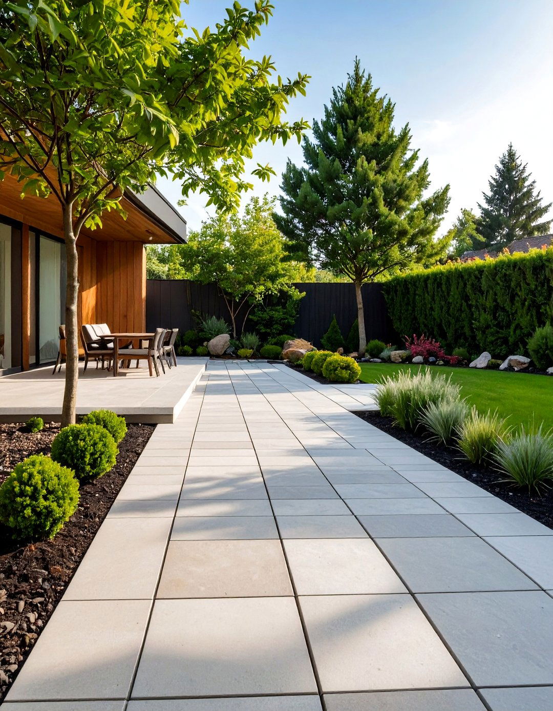 Contemporary Linear Cobblestone Patio - 20 cobblestone patio ideas