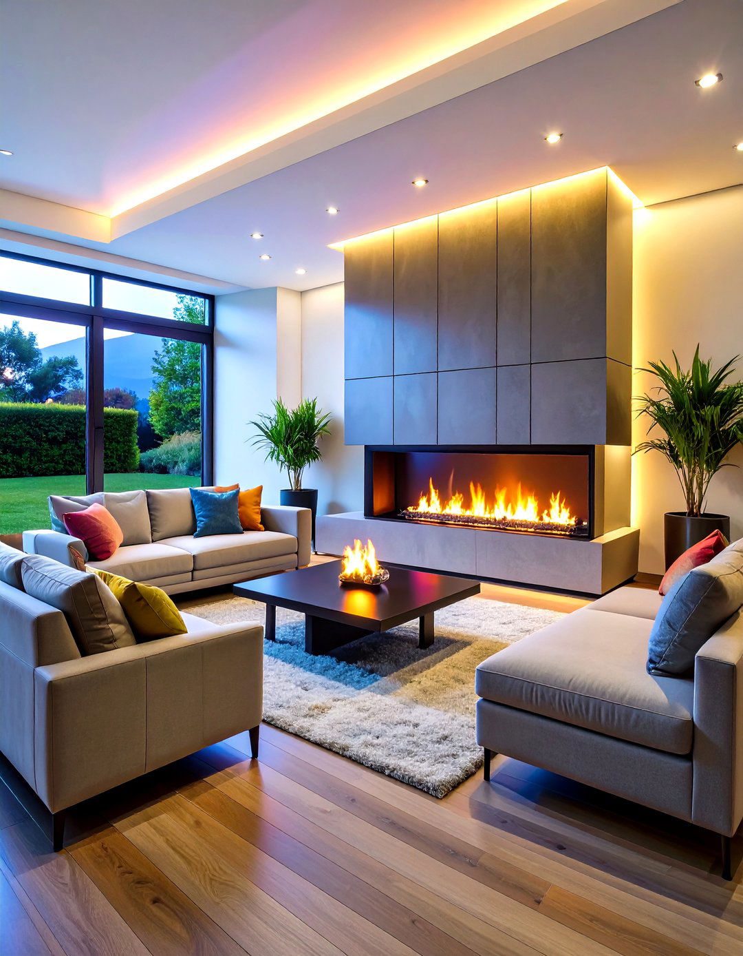 Contemporary Linear Corner Fireplace Design - 20 Corner Fireplace Ideas