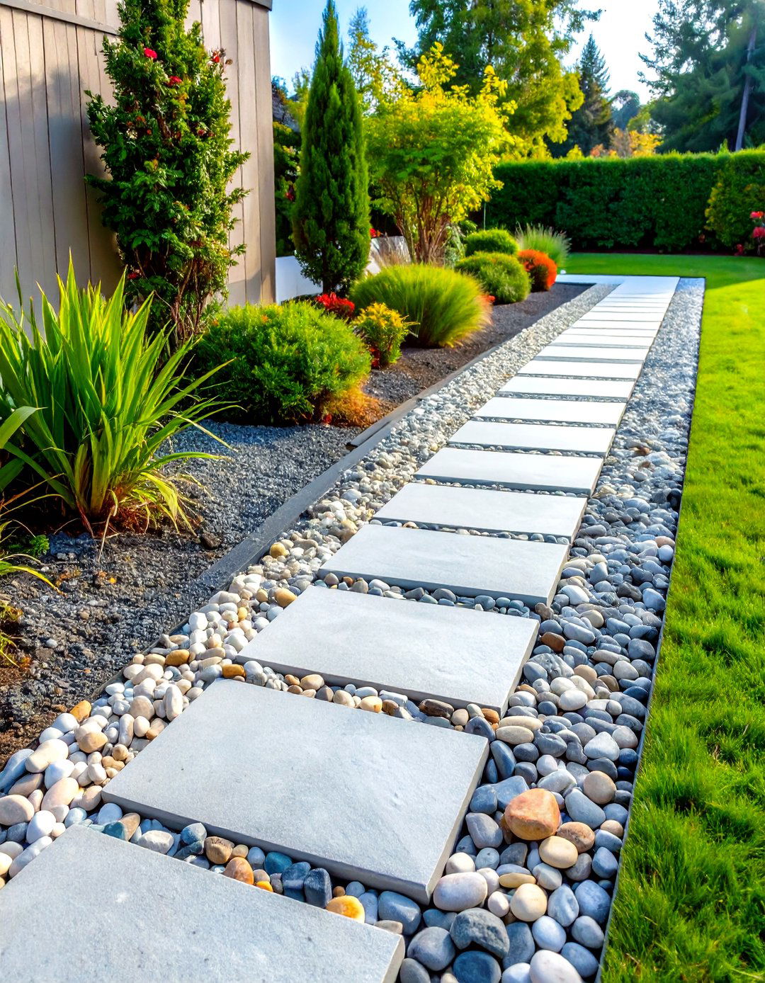 Contemporary Linear River Rock Edging Style - 20 River Rock Edging Ideas