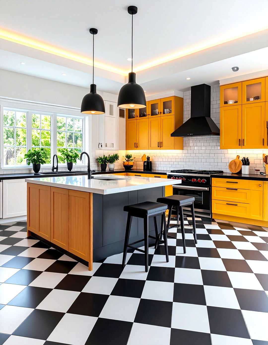 Contemporary Luxury Checkered Floors Kitchen - 20 Kitchens With Checkered Floors