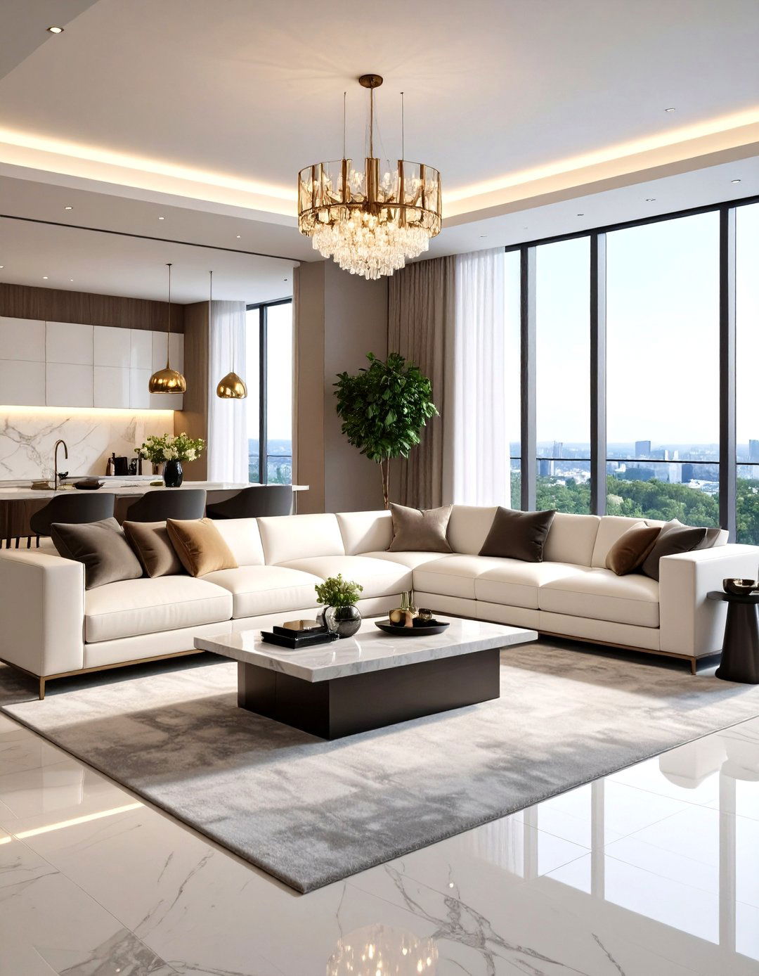 Contemporary Luxury White Couch Penthouse - 20 White Couch Living Room Ideas