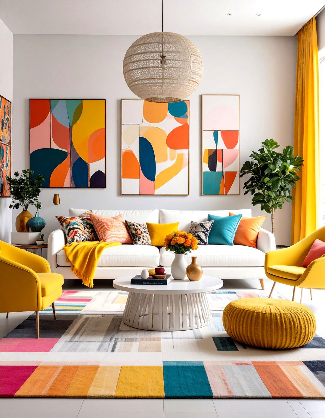 Contemporary Maximalist White Couch Gallery - 20 White Couch Living Room Ideas