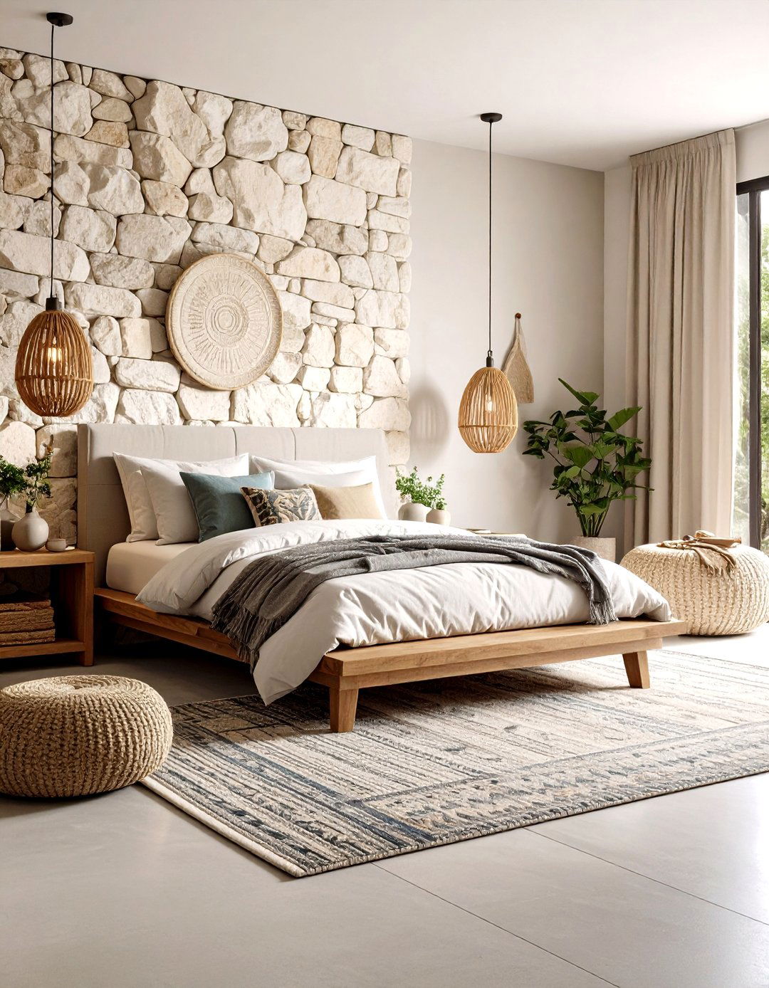 Contemporary Mexican Bedroom with Natural Stone Accents - 20 Mexican Bedroom Ideas
