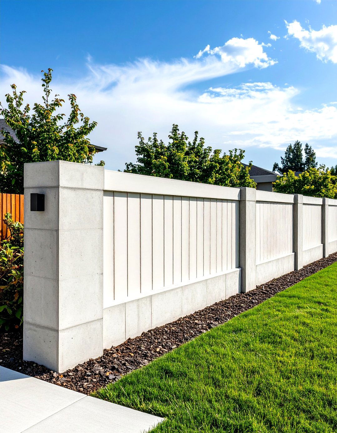 Contemporary Minimalist Concrete Block Fence - 20 Concrete Block Fence Ideas