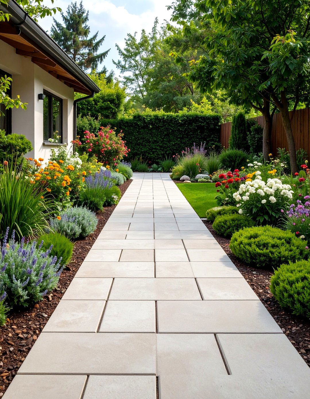 Contemporary Minimalist Concrete Paver Walkway - 20 Concrete Paver Walkway Ideas