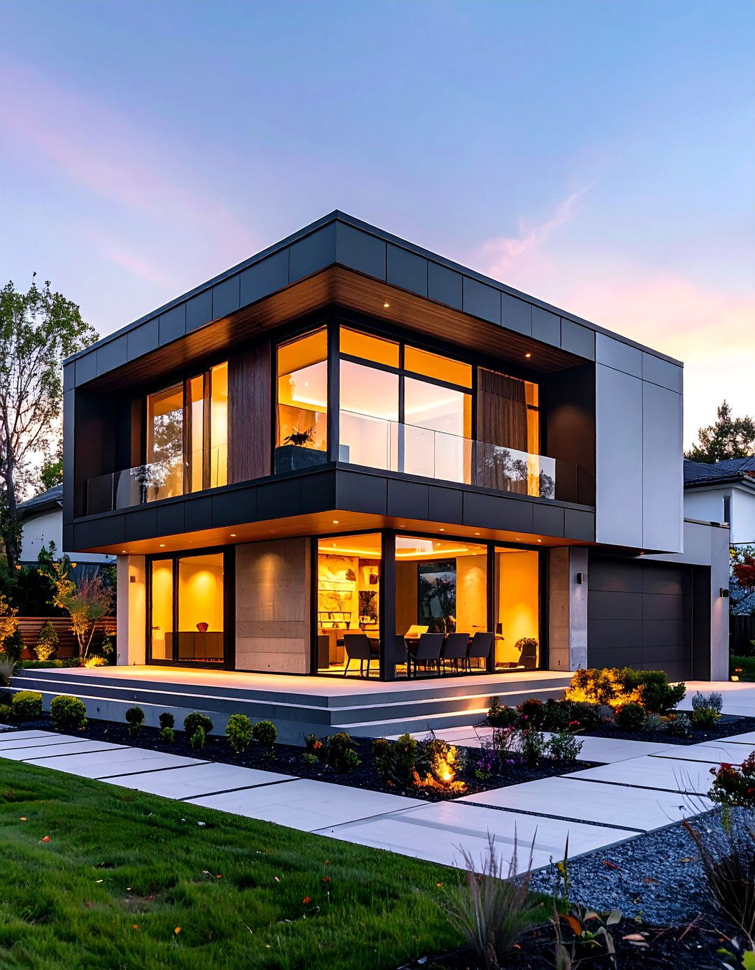 Contemporary Minimalist Cube House with Black Roof - 20 houses with black roofs