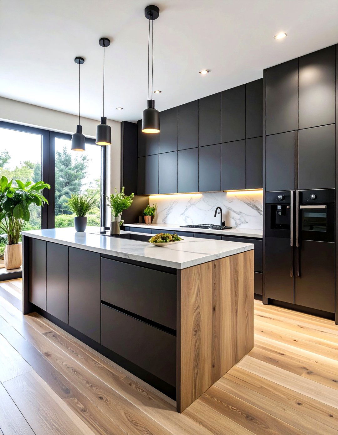 Contemporary Minimalist Kitchen With Black Appliances - 20 Kitchen With Black Appliances