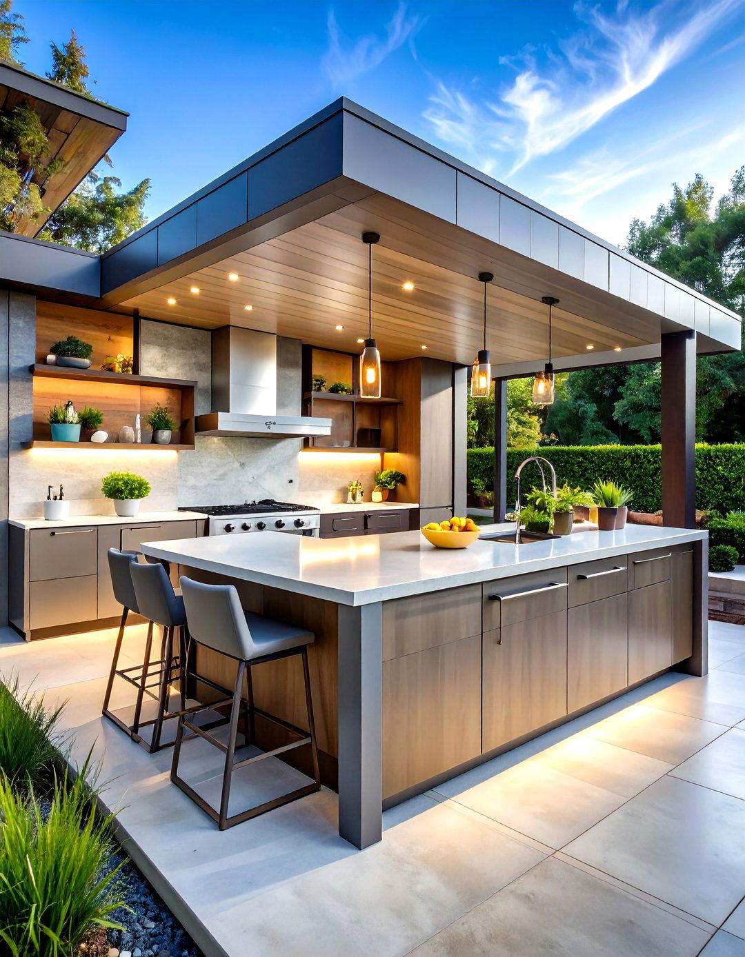 Contemporary Minimalist Luxury Outdoor Kitchen Design - 20 Luxury Outdoor Kitchen Ideas