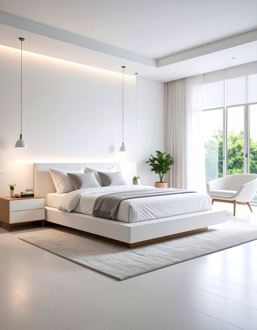 Contemporary Minimalist White Bedroom - 20 White Bedroom Ideas