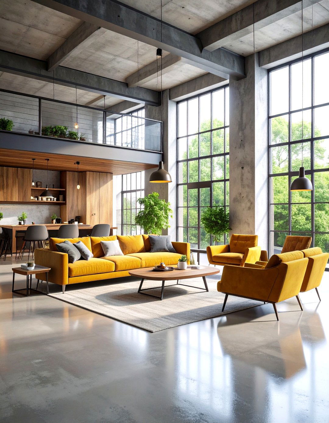 Contemporary Mixed Material Loft Style Living Room - 20 Loft-style Living Room Ideas