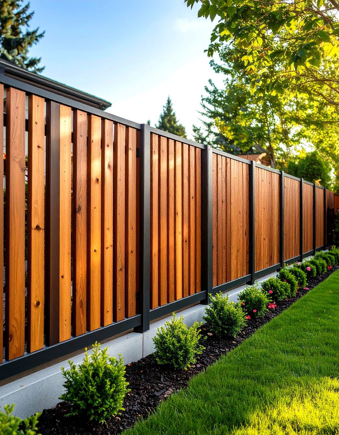 Contemporary Mixed Material Metal and Wood Fence - 20 Metal and Wood Fence
