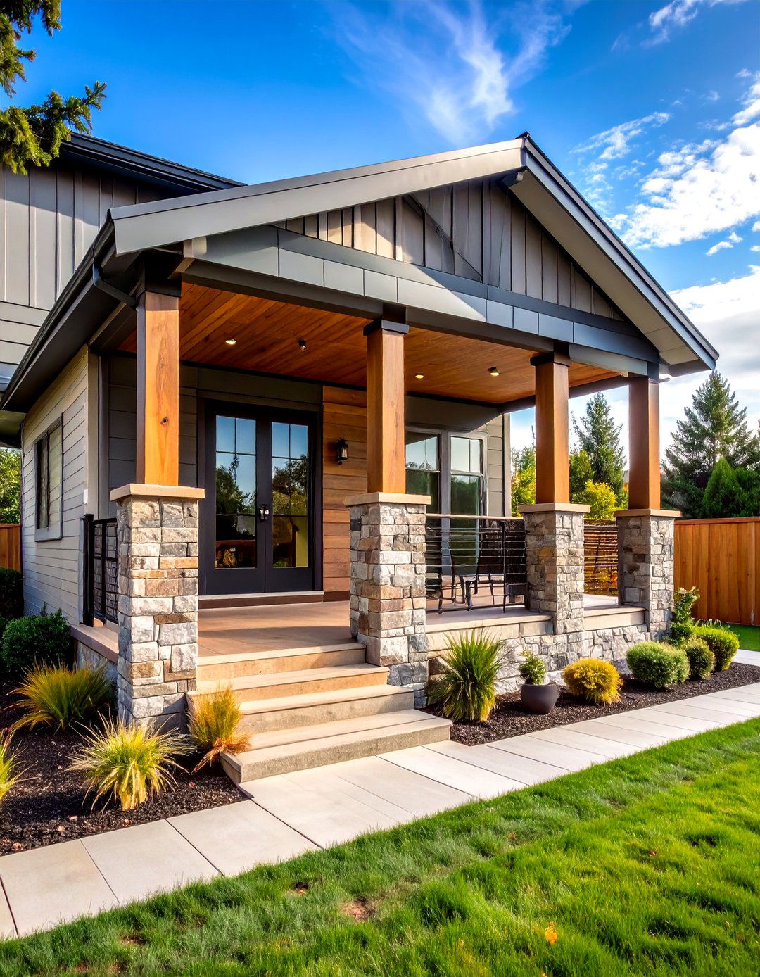 Contemporary Mobile Home Porch with Mixed Materials - 20 Mobile Home Porch Ideas