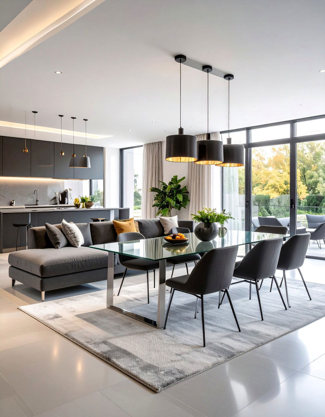 Contemporary Open Concept Living Room Dining Room Combo - 20 Living Room Dining Room Combos