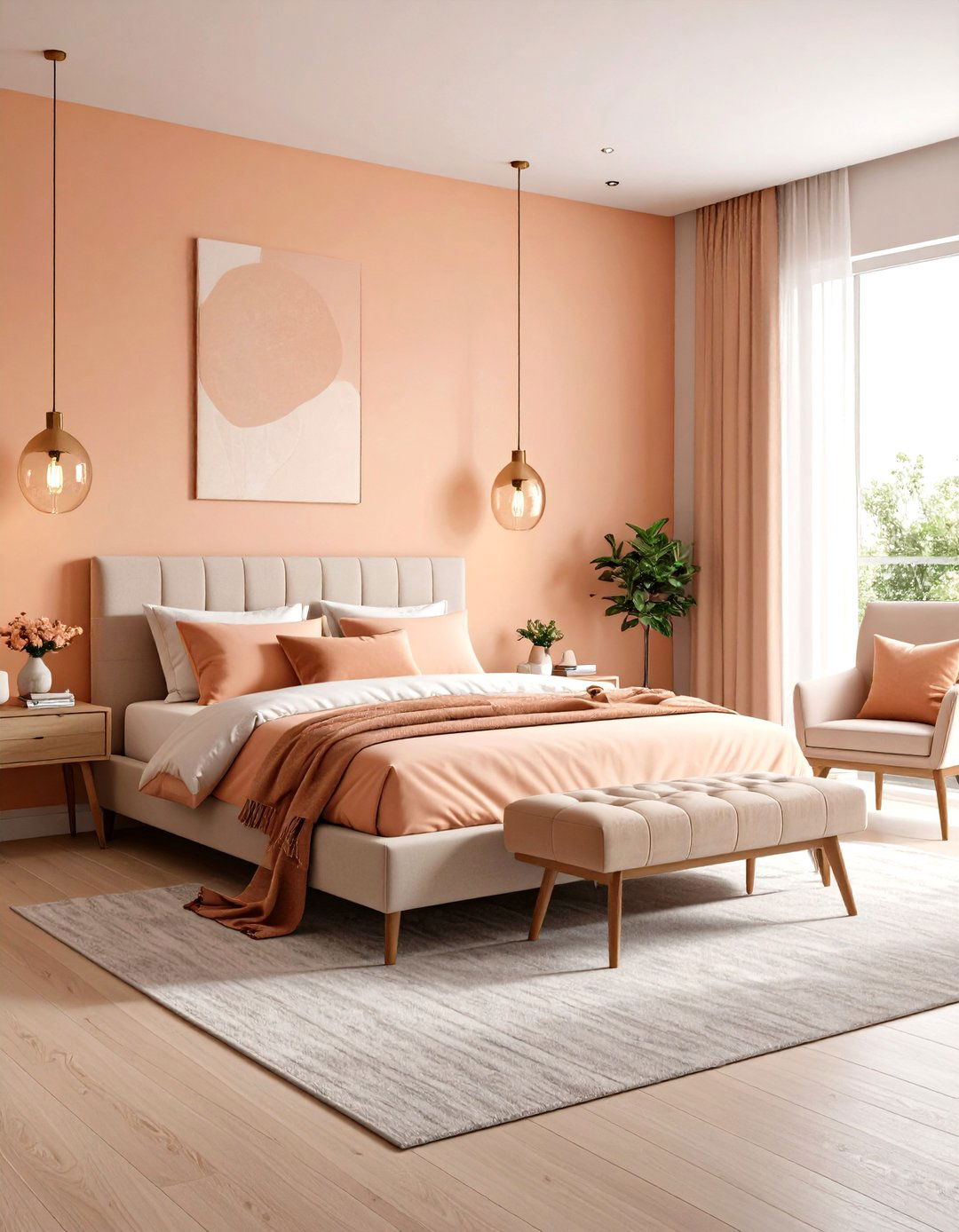 Contemporary Peach Bedroom Sophistication - 20 Peach Bedroom Ideas