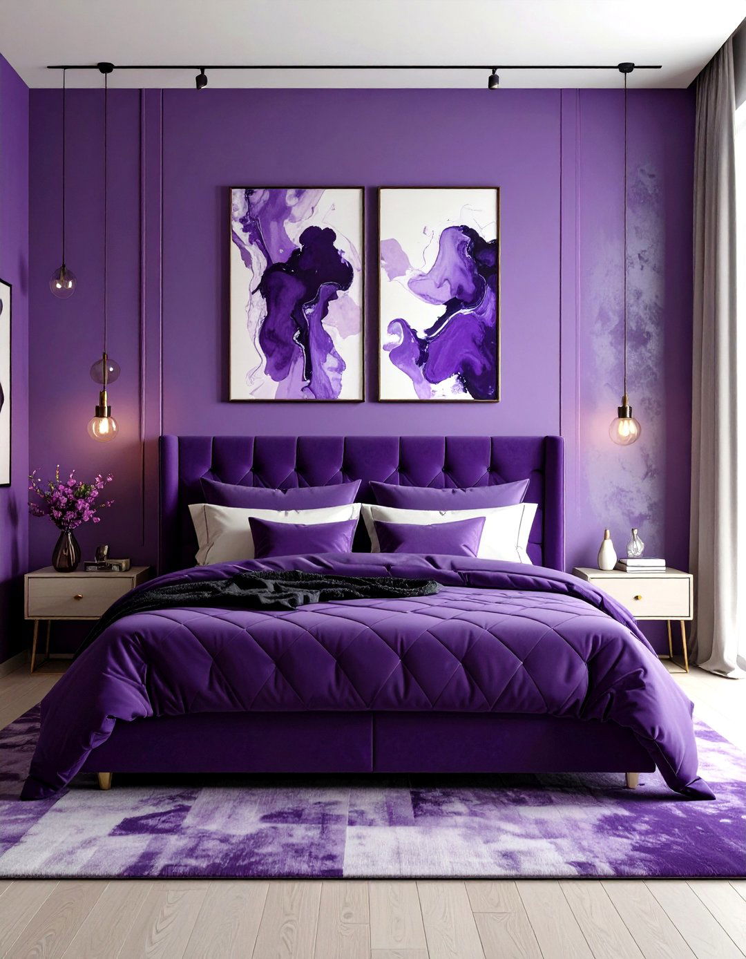 Contemporary Purple Bedroom Artistic Expression - 20 Purple Bedroom Ideas
