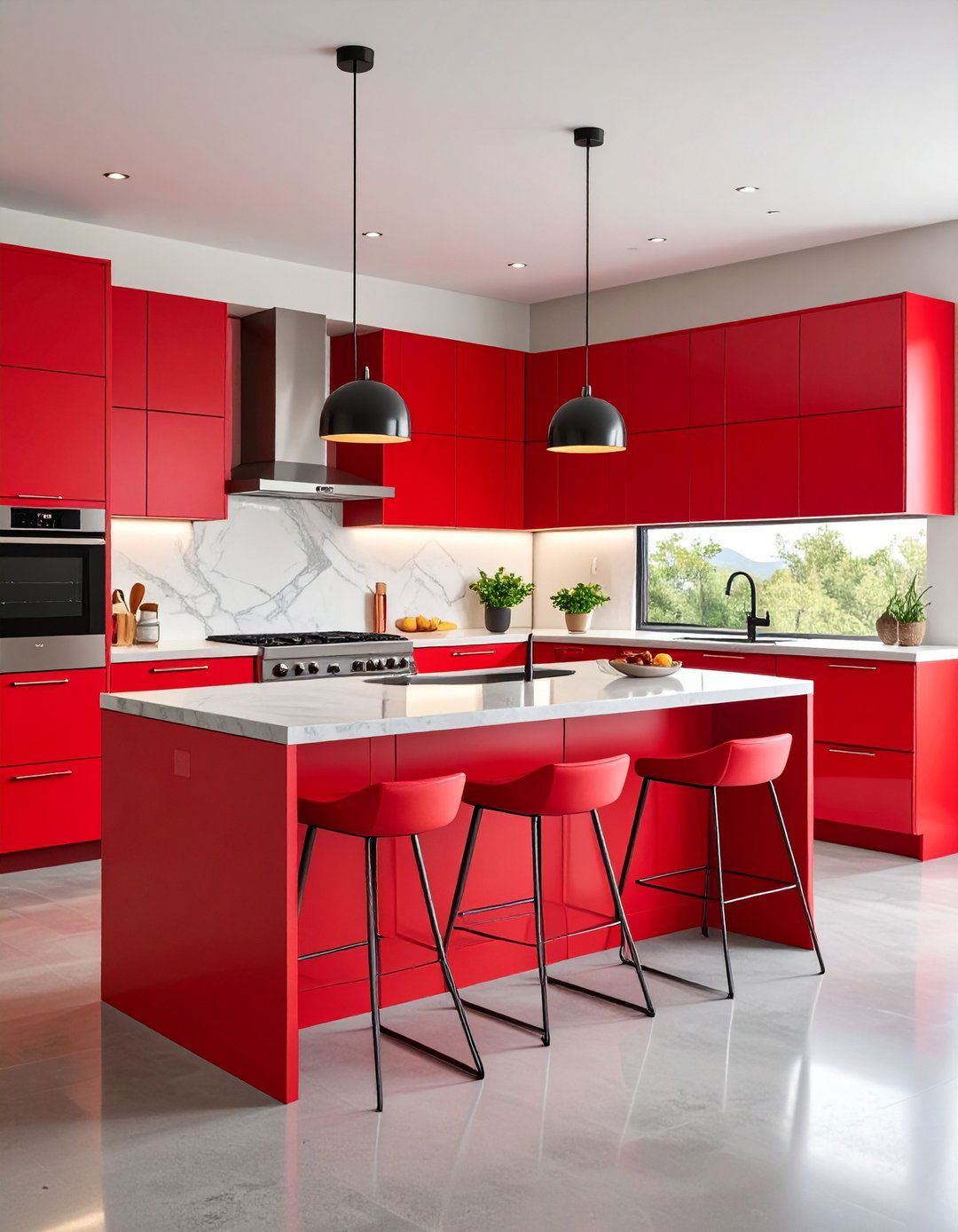 Contemporary Red Kitchen Sleek Design - 20 Red Kitchens