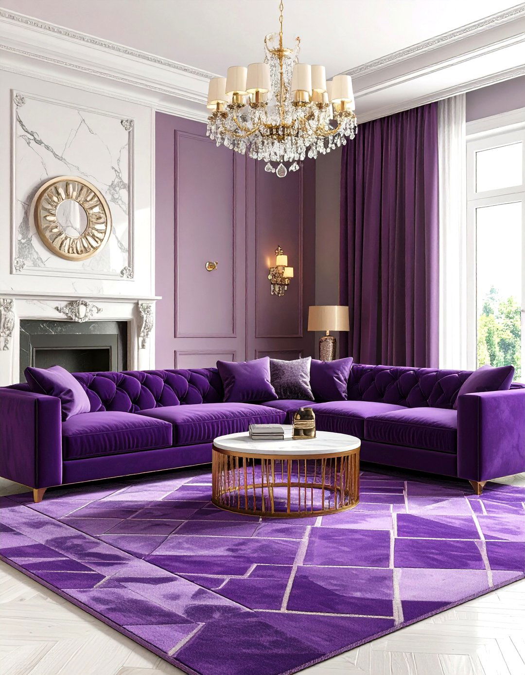 Contemporary Royal Living Room with Purple Majesty - 20 Royal Living Room Design Ideas