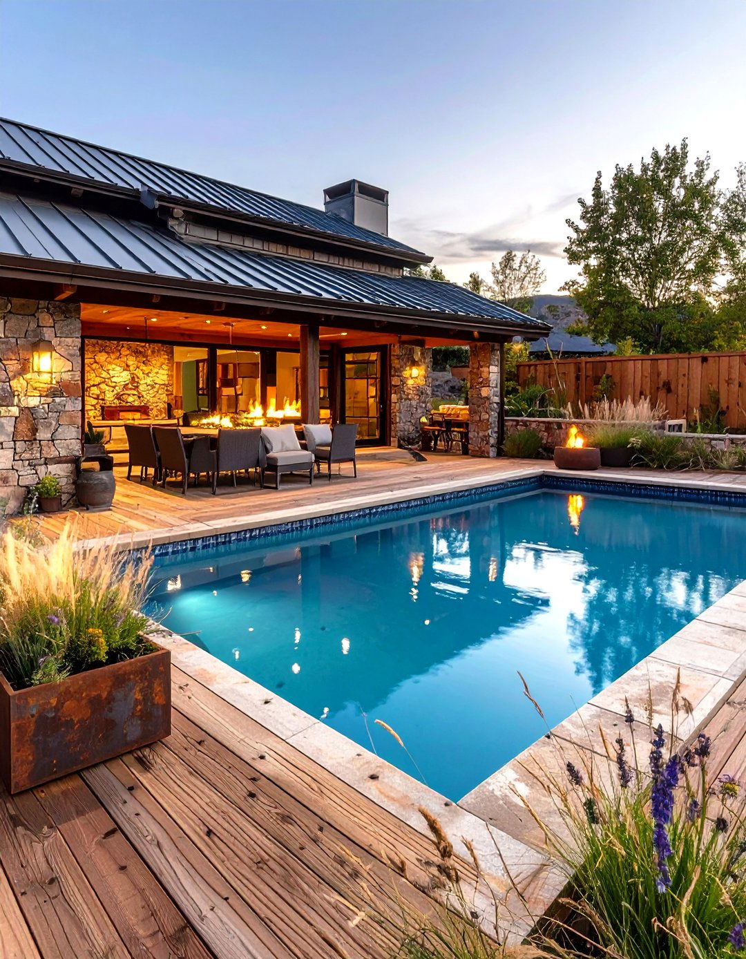 Contemporary Rustic Pool Landscaping - 20 Pool Landscaping Ideas