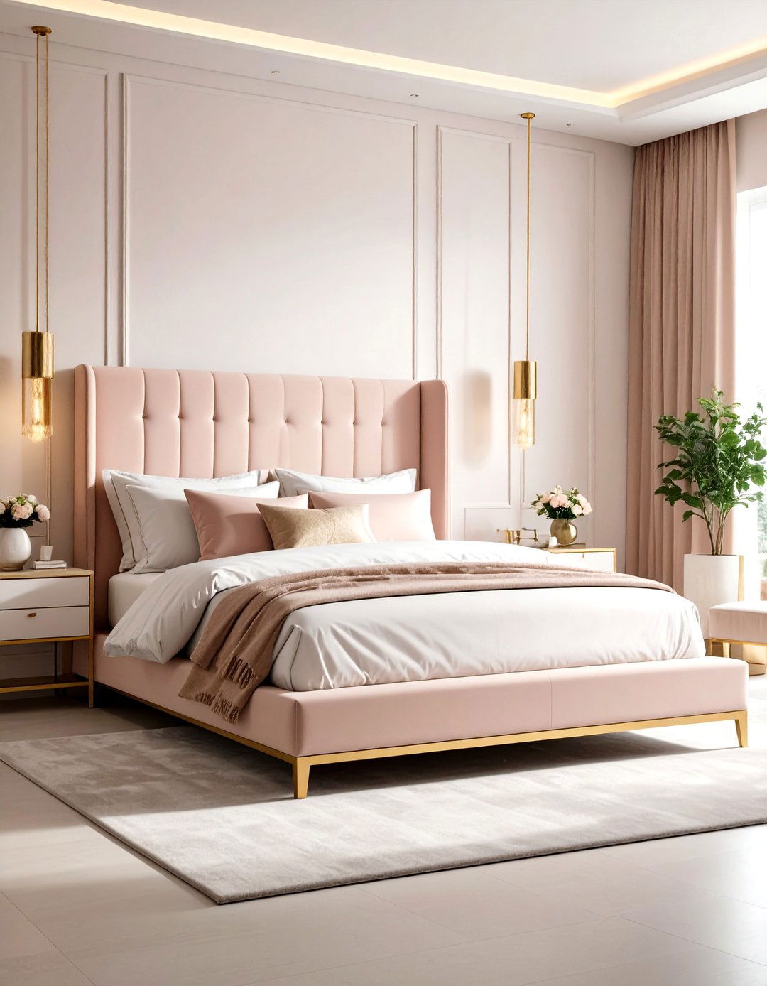 Contemporary Sophistication Pink and Gold Bedroom - 20 Pink and Gold Bedroom Ideas