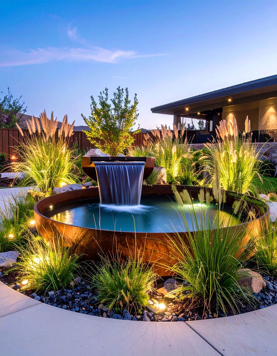 Contemporary Steel Basin Pond and Waterfall - 20 Small Pond Ideas With Waterfalls