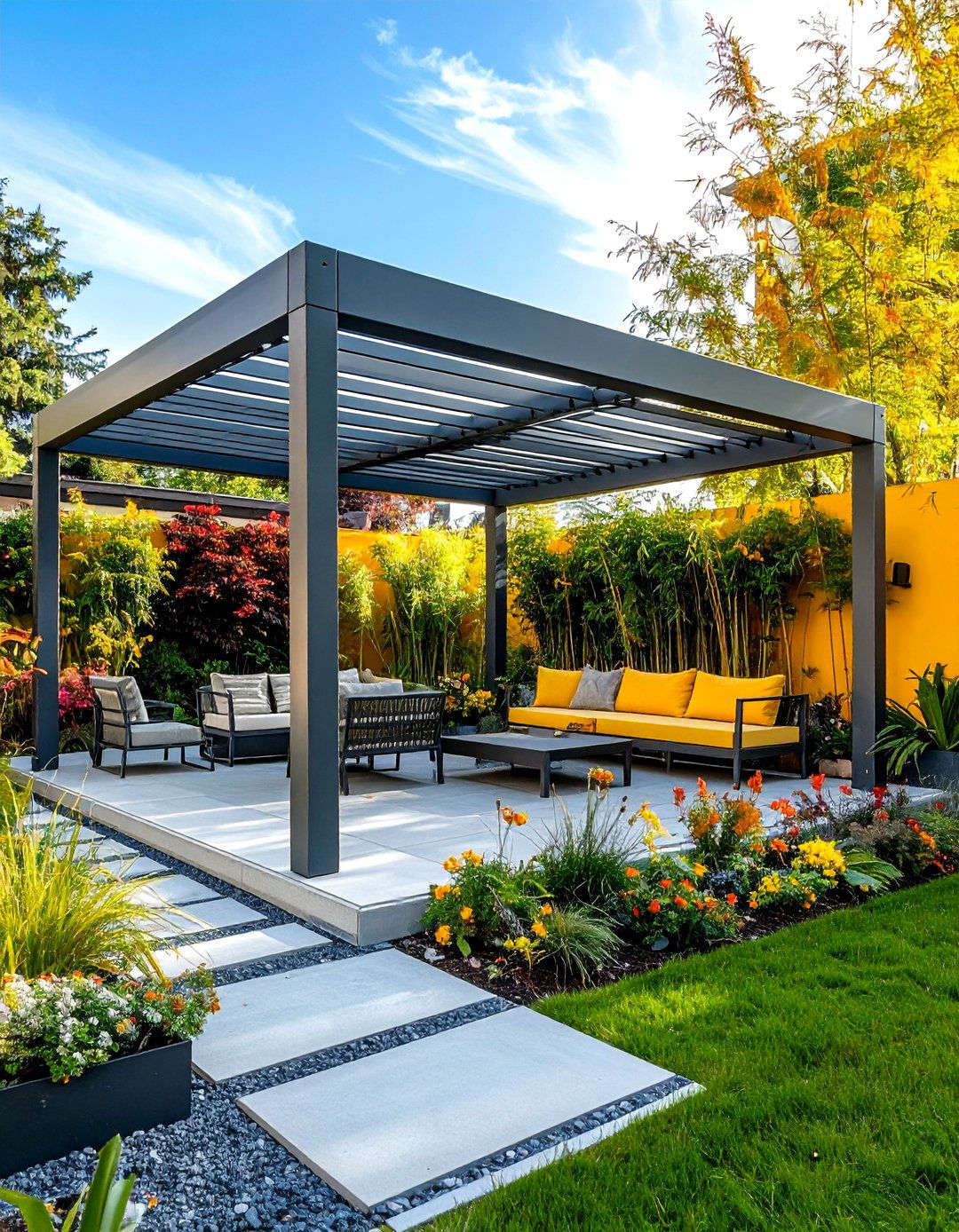 Contemporary Steel and Aluminum Patio With a Pergola - 20 Patio With a Pergola Ideas
