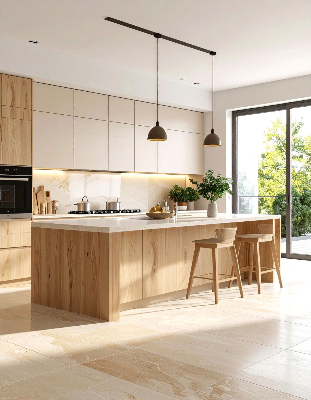 Contemporary Travertine Floor Kitchen with Sleek Minimalism - 20 Travertine Floor Kitchen Ideas