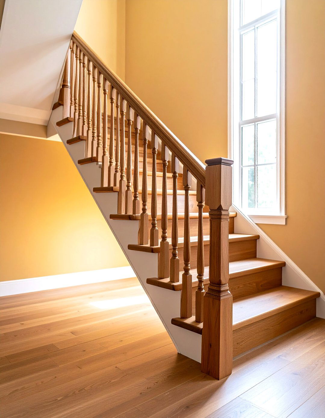 Contemporary Wood Stair Railing with Clean Lines - 20 Wood Stair Railing Ideas