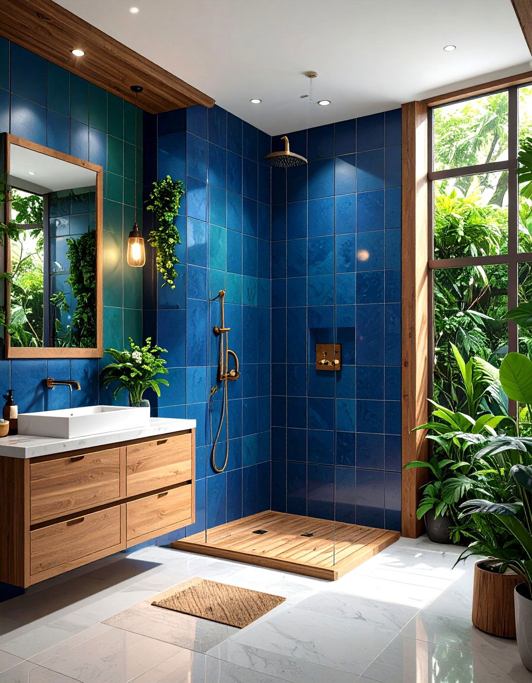 Contrasting Accent Wall - 20 Small Shower Ideas