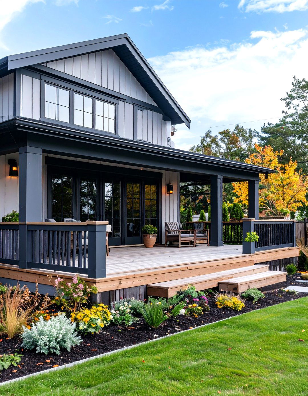 Contrasting Dark On Light Deck Fascia Scheme - 20 Deck Fascia Ideas