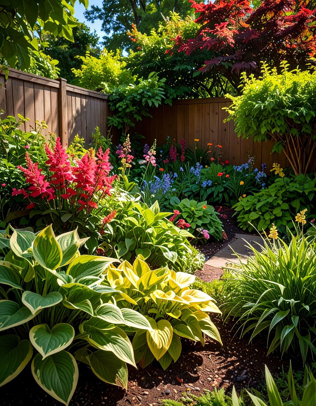 Contrasting Foliage for Brightness - 20 Shade Garden Design Ideas